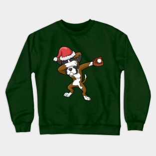 Boxer Dog Santa Claus Baseball Crewneck Sweatshirt